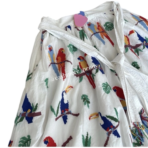 NWT Farm Rio Stitched Birds Tropical Parrots Full Skirt Medium - Picture 4 of 13